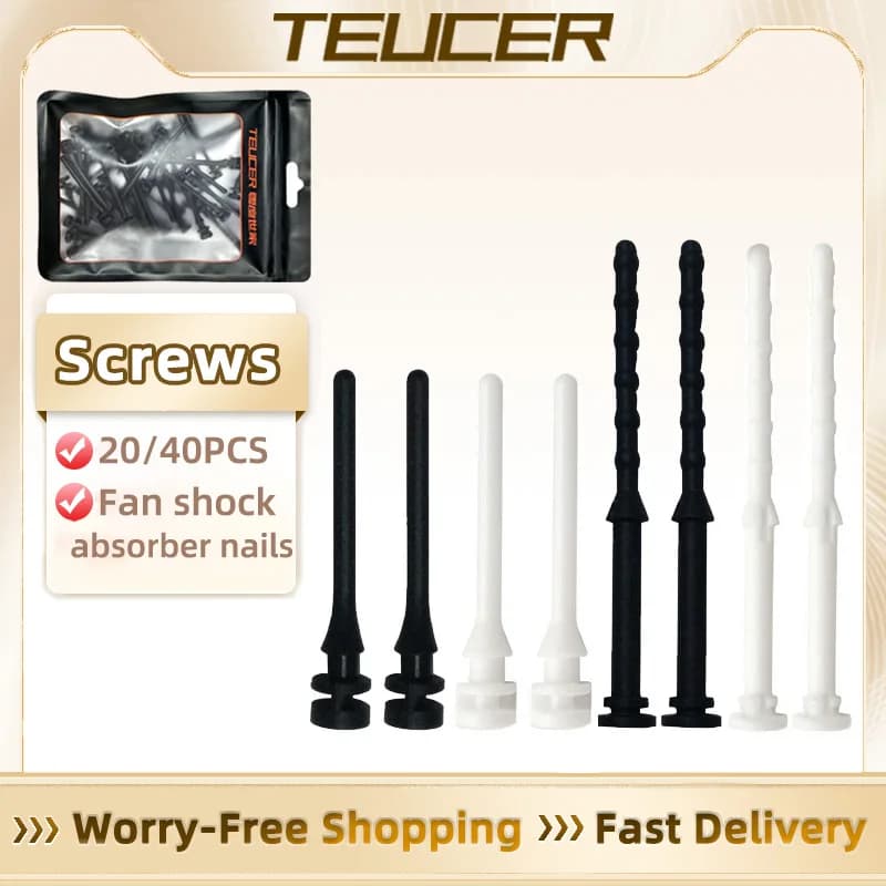 TEUCER 20/40 Pz Vite Rivetto In Gomma Ventola Assorbimento Del Rumore Anti Vibrazione Montaggio In Silicone Ammortizzante Chiodi Nero/Bianco