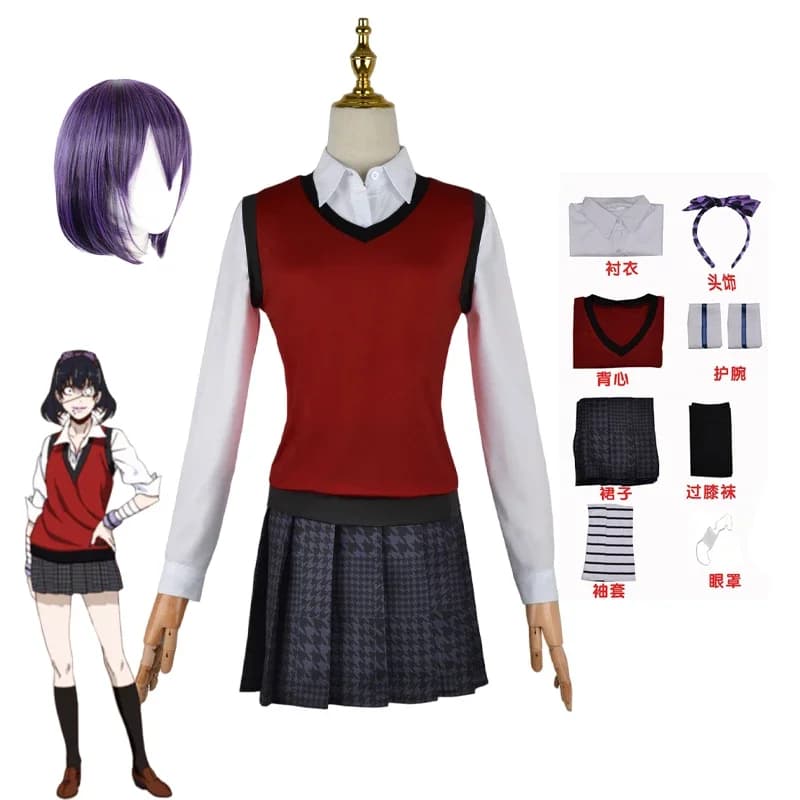 Uniforme scolastica giapponese Gilet gonna Donna JK Uniforme 2025 Anime Kakegurui Giocatore d'azzardo compulsivo Midari Ikishima Costume Cosplay