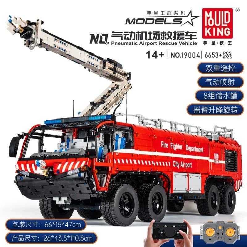 6653 Pz 19004 Tecnico APP RC MOC-4446 Aeroporto Crash Tenero Funzione Motore Auto Building Blocks Mattoni Per Bambini FAI DA TE Giocattoli Regali