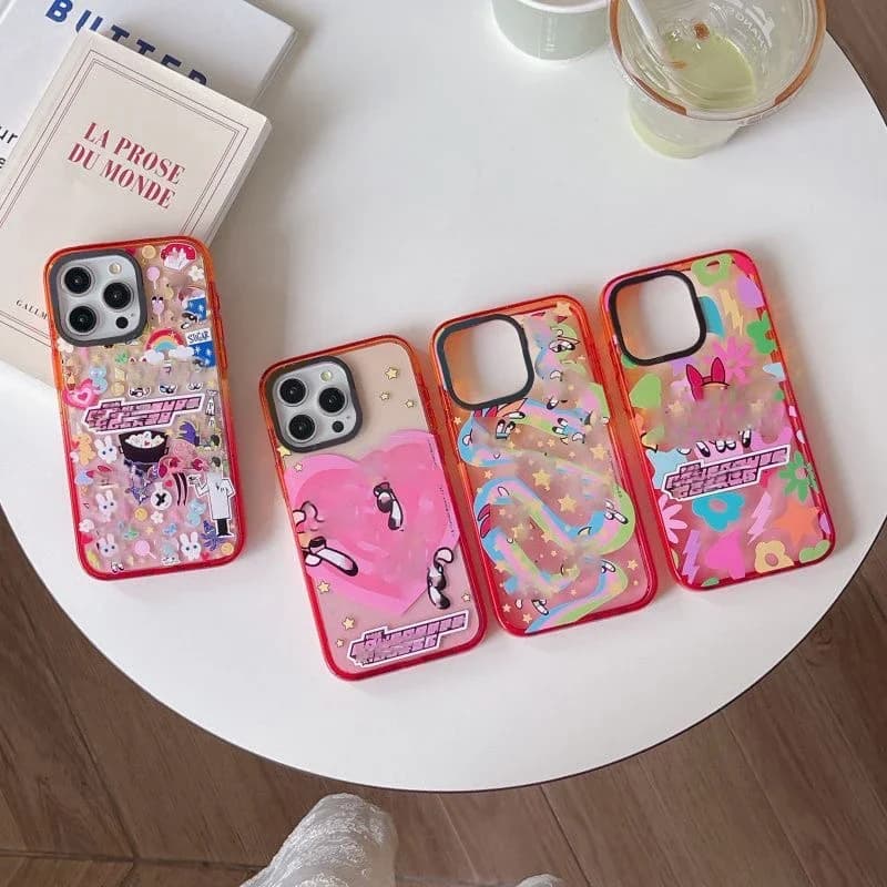 Pop Cartoon Girl Peach Gradient Border 2.0 Acrylic Phone Case Cover for IPhone 11 12 13 14 15 Pro Max Case