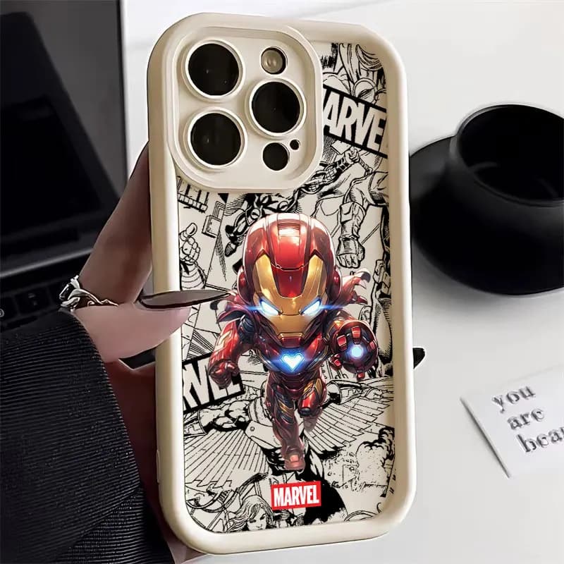 Silicone Marvel Ironman Spiderman Carina and Cool Cover for Apple iPhone 17E 15 16 14 13 12 11 17 Pro Max 17 Air 16 Plus 16E