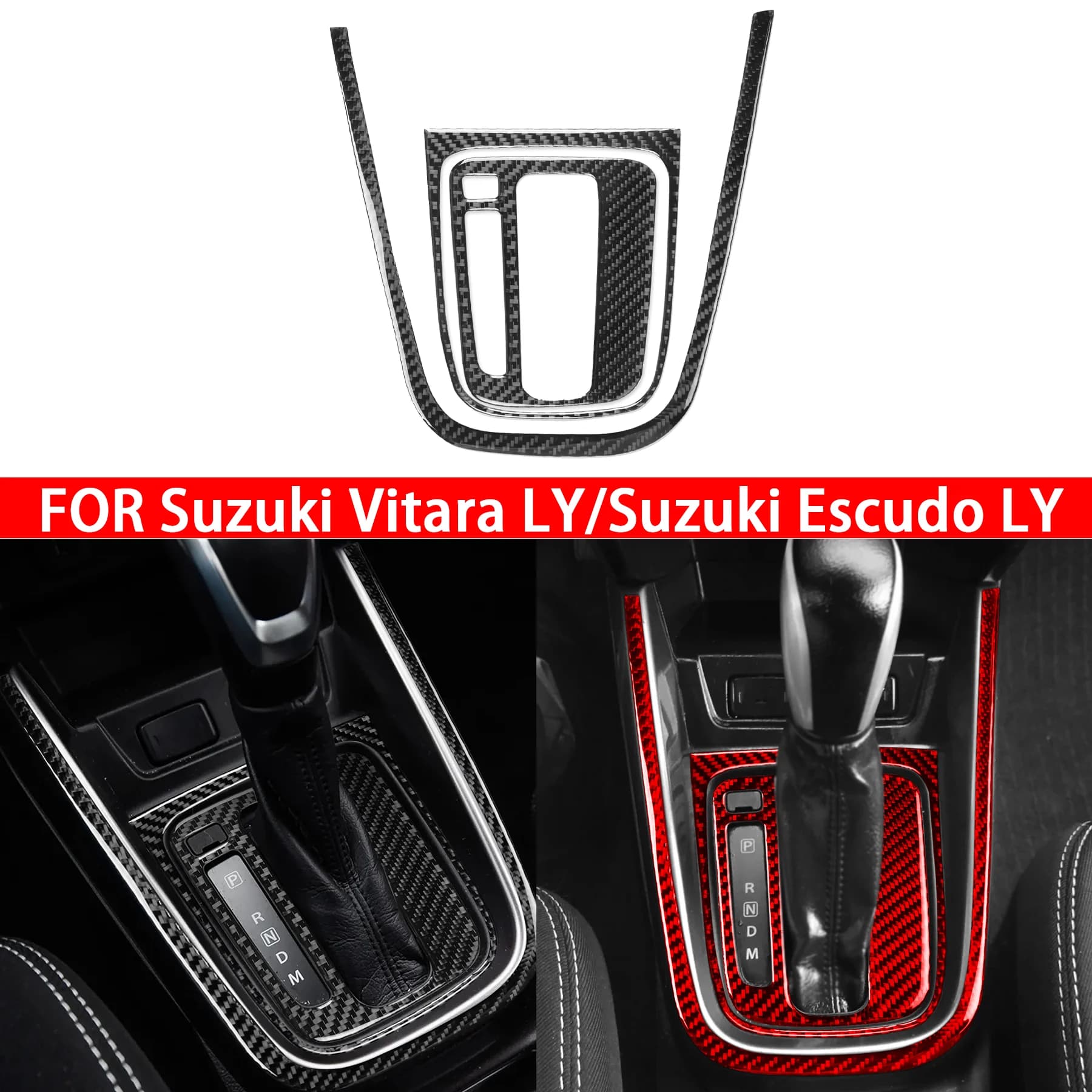 Carbon Fiber Center Console Gear Shift Panel Trim Frame Interior Accessories Stickers FOR Suzuki Vitara LY Escudo LY 2015-2024