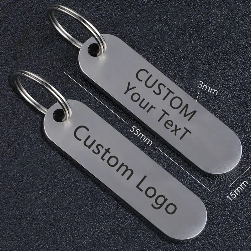 Personalized Stainless Steel Keychain LOGO Anti Loss Car Key Ring with Name/Phone Engraving Custom Gift for Men/Him Husband Dad