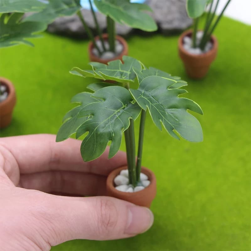 Ornamento per Micro Paesaggi in Miniatura, Pianta Verde Simulata in Vaso, Modello Mini Bonsai per Decorazione di Giardini e Soggiorni