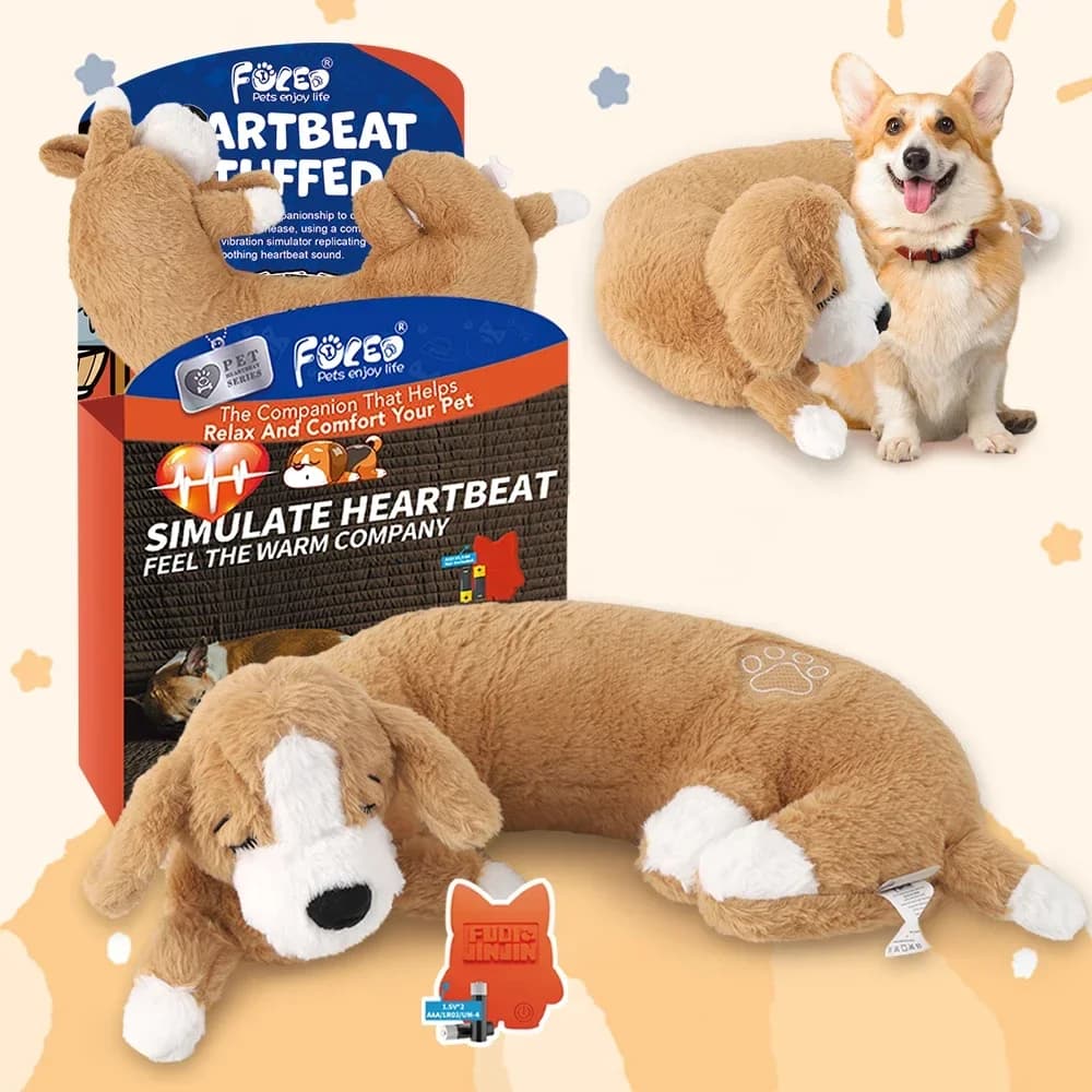 Curved Pillow Heartbeat Stuffed Toy for Dogs And Cats Comfort Behavioral Training Pet Comfort Object Realistic Dog Heartbeat Toy