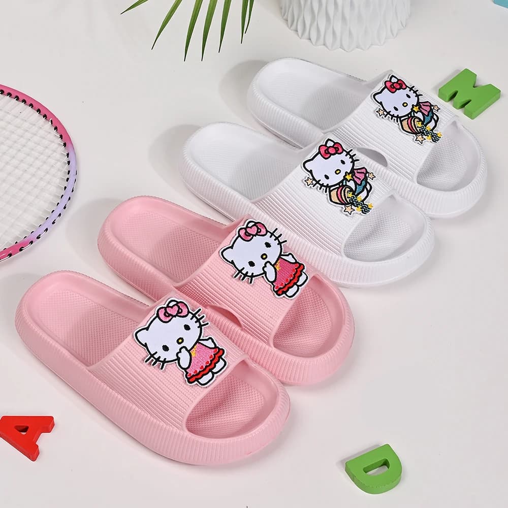 Sanrio Hello Kitty Shower Slippers Non-slip Big Size Children Simple Indoor Home Casual Shoes Outdoor Breathable Slippers