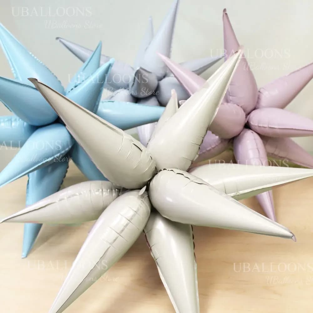 Palloncini Starburst opachi a 12 punti Baby Pink Blue Blush Beige Foil Explosion Star Palloncini a 12 punte per compleanno Baby Shower Decor