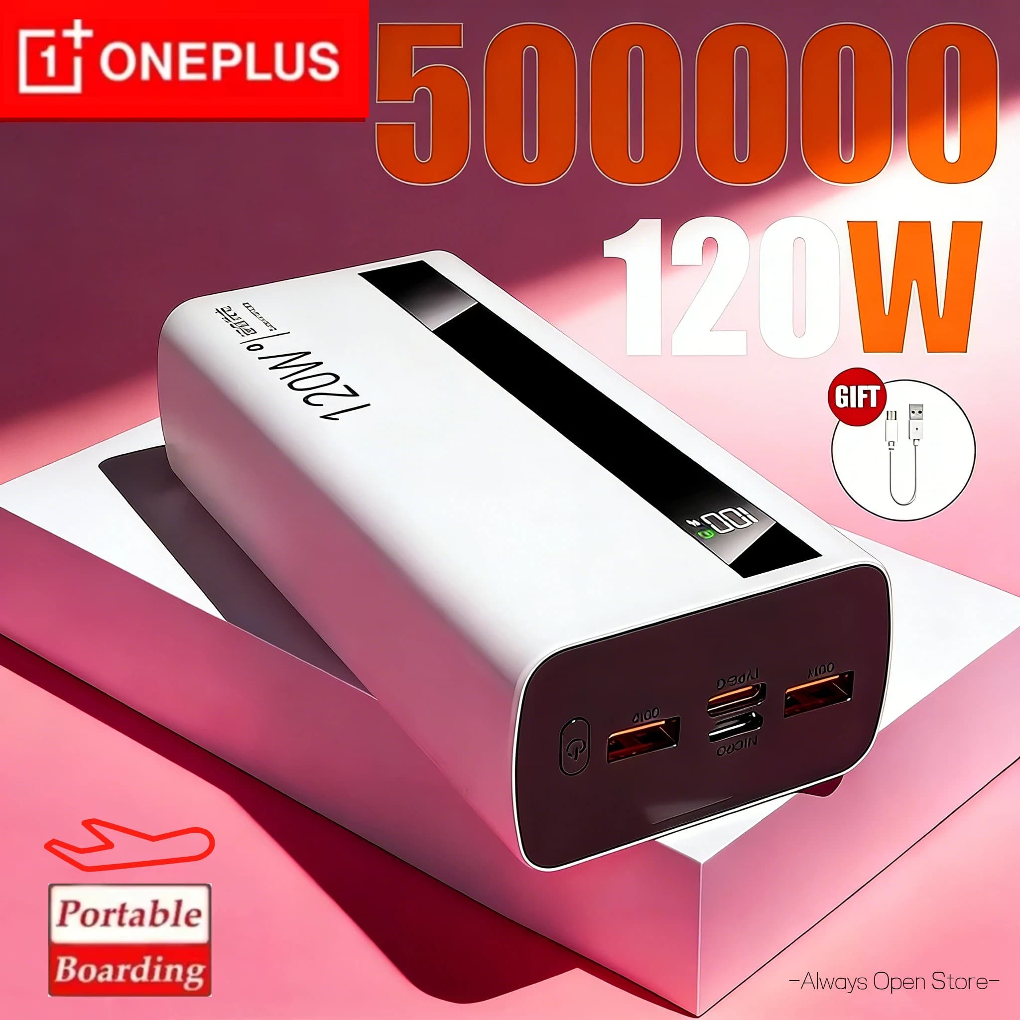 Oneplus 200000mAh Power Bank 120W Quick Charging Portable High Capacity Portable Powerbank Battery for iPhone Samsung New