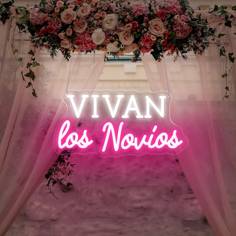 VIVAN Los Novios Insegna al neon Matrimonio spagnolo Parete a LED Home Room Art Decor Luci al neon Insegne Decorazione camera da letto di nozze Insegna