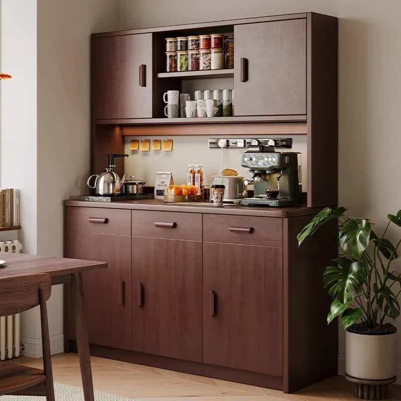 Credenza Rustica in Stile Fattoria, Mobile Buffet in Legno Massello, Tavolo Console con Ampio Spazio di Archiviazione per Cucina e Sala da Pranzo