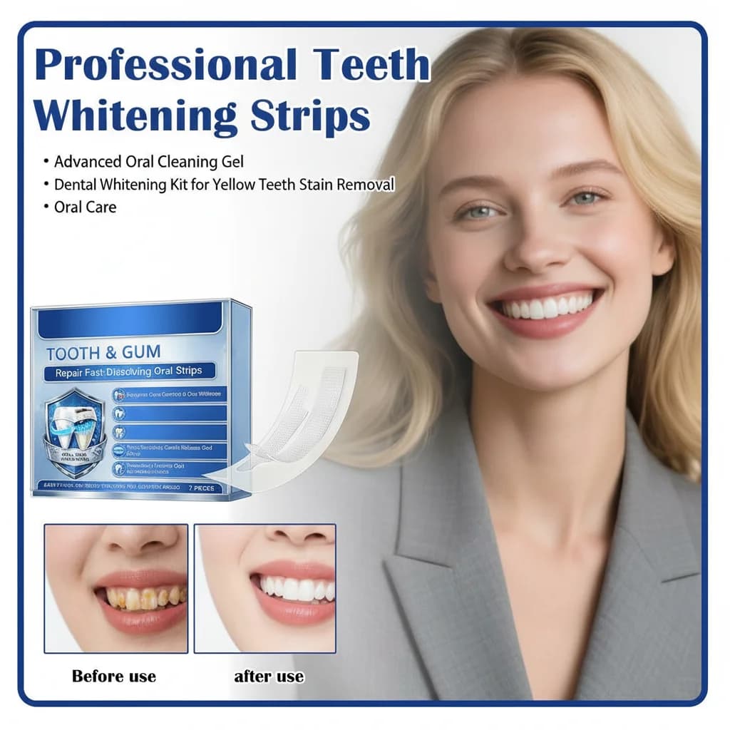 Strisce Sbiancanti Professionali per Denti, Gel Avanzato per Pulizia Orale, Kit Sbiancante Dentale per Rimozione Macchie Gialle dai Denti, Cura Orale