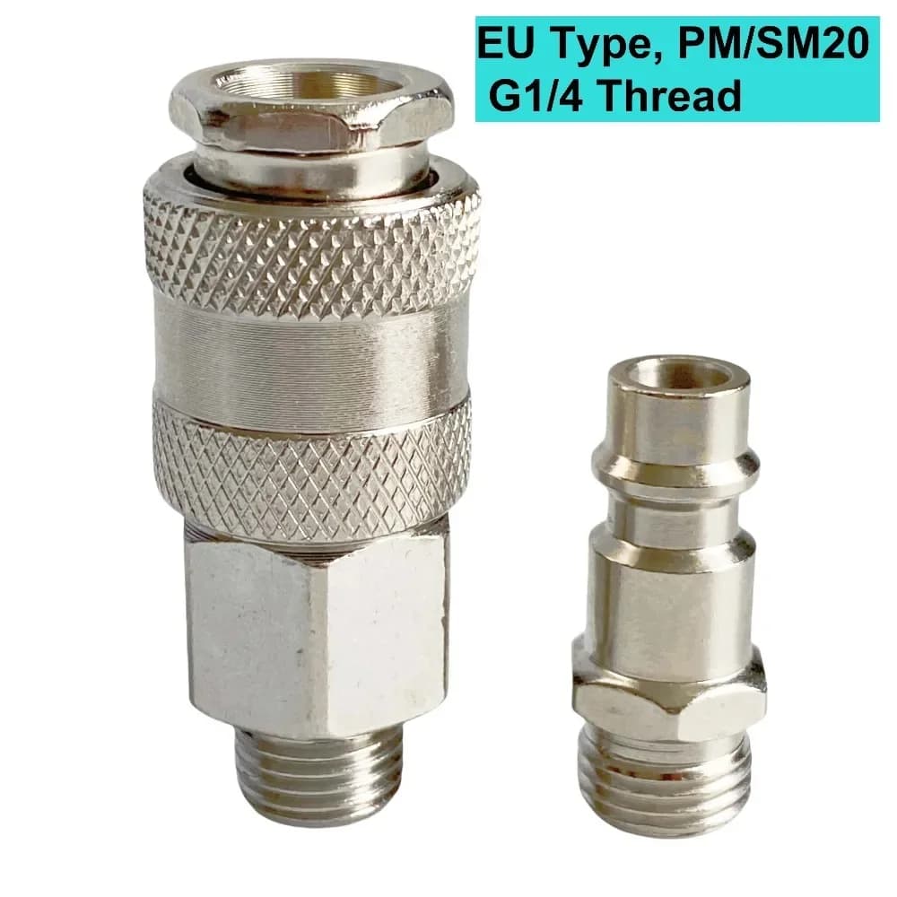 Raccordo Pneumatico Tipo Europeo PM/SM20 Standard EU, Connettore a Sgancio Rapido per Compressore d'Aria con Filettatura Maschio G1/4