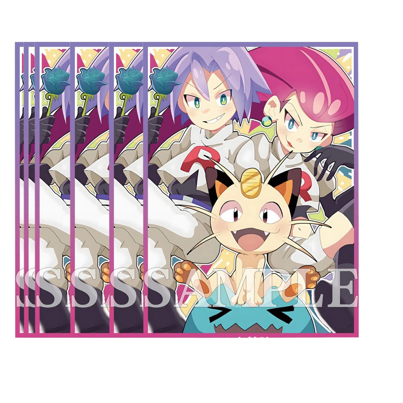Custodia Protettiva per Carte da Gioco 67x92mm Team Rocket Jessie James Meowth PTCG Laser Animazione Cartone Animato Collezione di Carte da Gioco