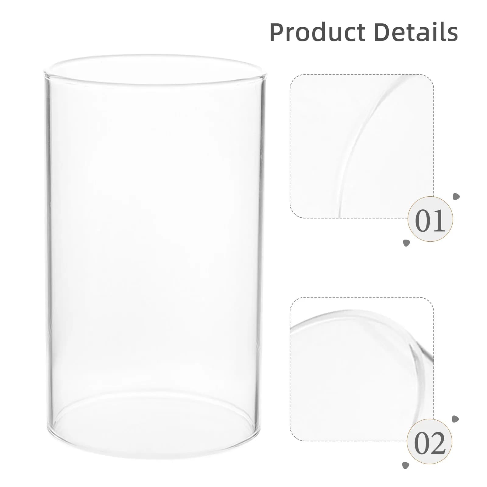 Transparent Glass Cylindrical Cover for Pillar Candles, Antique, Romantic Home Decoration