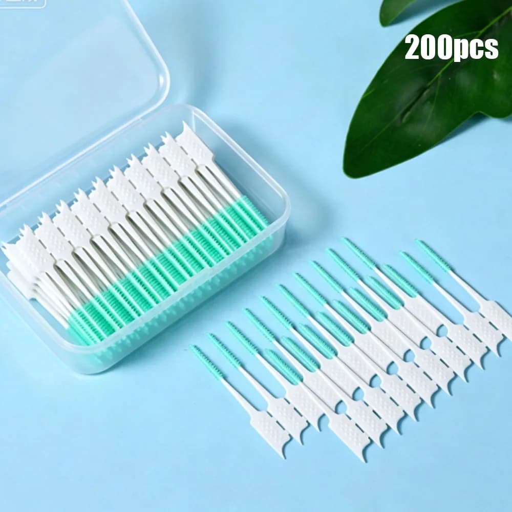 Soft Glue Interdental Brushes 200 Pieces, Dental Cleaning Tools for Daily Oral Hygiene Disposable Dental Cleaning Tools