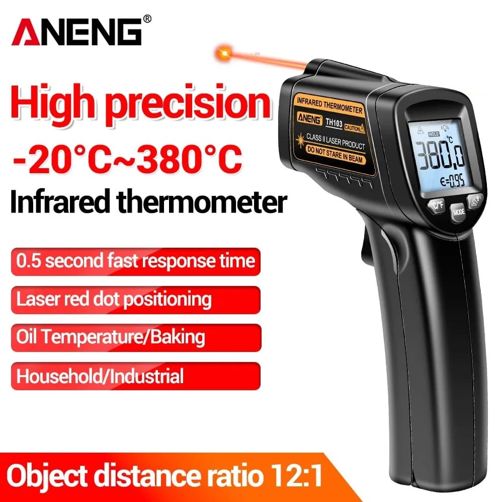 Termometro a Infrarossi Laser ANENG TH103 con Display Digitale, Strumento di Misurazione Senza Contatto per Uso Industriale/Domestico