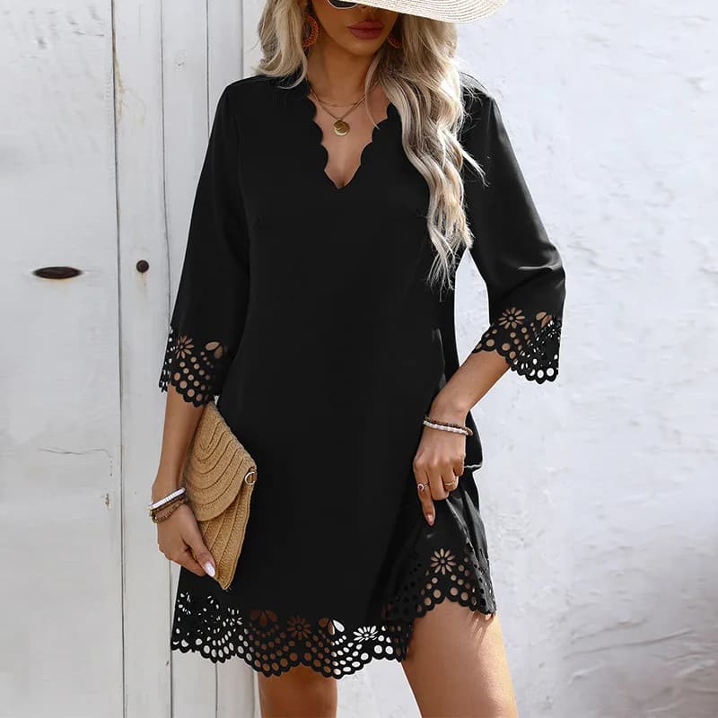 Women's A-Line Dress Summer New Arrival Vacation Floral Print Half Sleeve Midi Dress Polyester Fabric Loose Fit Travel Wear
