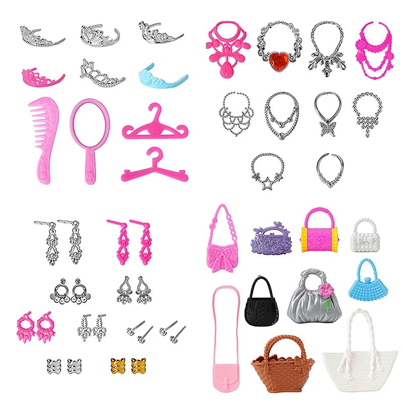 20 pezzi di orecchini universali, braccialetti e corone per bambole 1/6, set di accessori alla moda, gioielli per bambole, decorazioni fai da te, giocattolo.