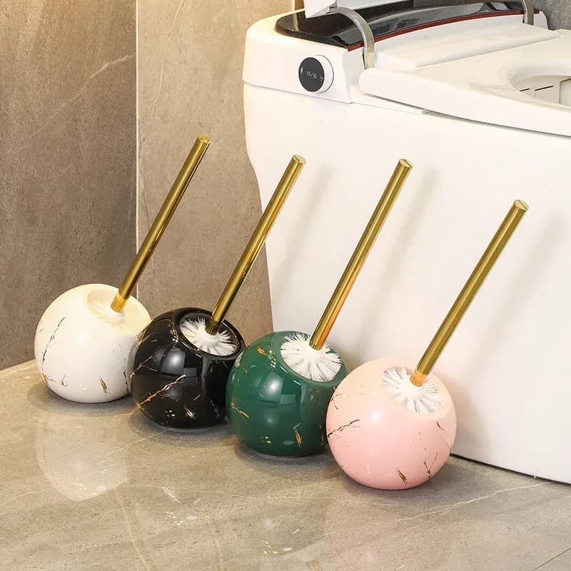 Forniture per il bagno Scopino per WC in ceramica Per uso domestico Nessun angolo morto Artefatto per la pulizia della toilette Scopino per WC con manico lungo Scopino per WC