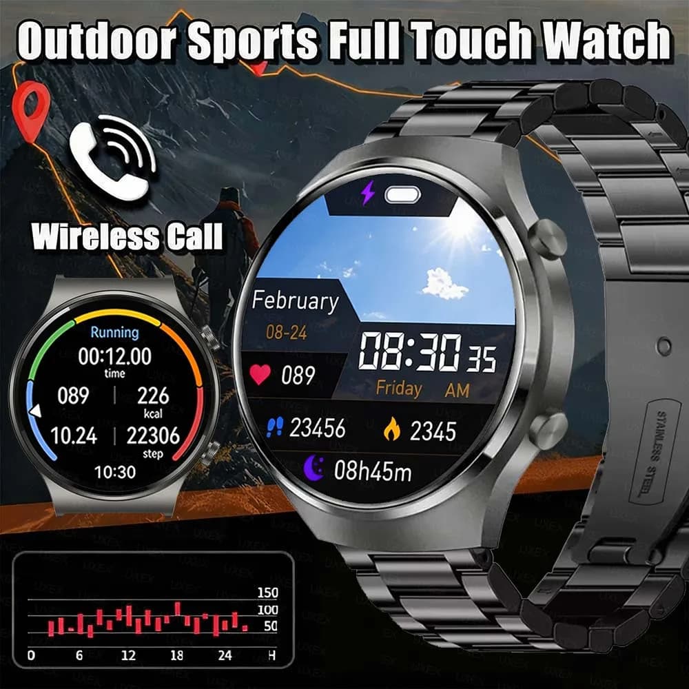 Outdoor Sports Smartwatch Wireless Call Message Notification Multiple Sport Modes Voice Assistant Fitness Tracker Men Smartwatch