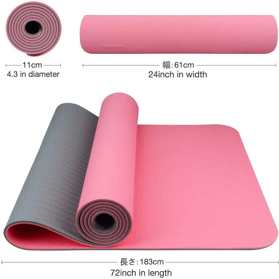 RUISIDA Tappetino da yoga in TPE 180x57x0,6 cm - Tappetino da palestra per la casa antiscivolo e resistente all'usura Design silenzioso e portatile per studi di yoga
