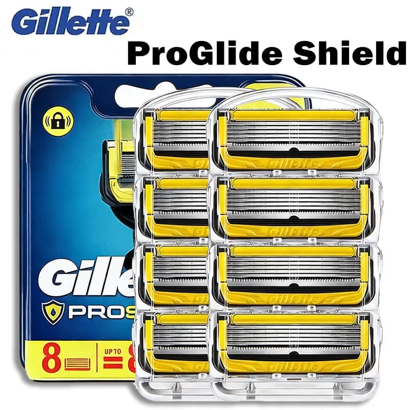 Lame per rasoio Gillette Fusion ProGlide Shield per uomo, ricariche da 4/8 pezzi, LAME PROGLIDE MIGLIORATE, lama a cinque strati