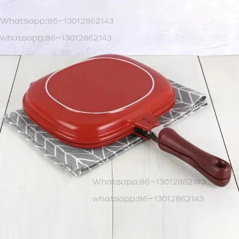 NUOVA Padella a Doppia Faccia 28/32cm in Acciaio Inox, Padella per Bistecche, Accessori da Cucina, Utensile per Cucinare