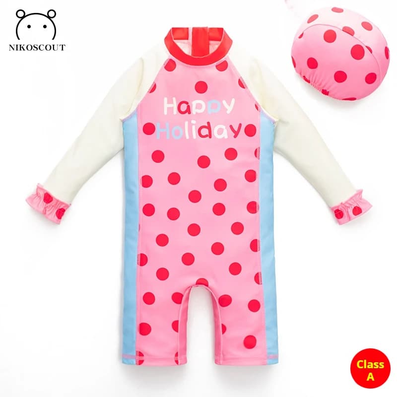 Baby Swimsuit Infant Princess Girl Child Class A High-Appeal Junior Swimsuit Long Sleeve UV Protection Onesie 2-Year-Old Summer