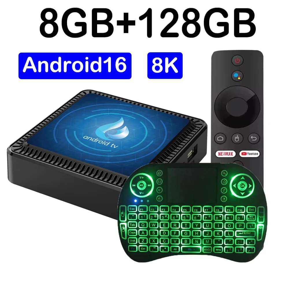 2026 Q17 TV Box Lettore multimediale Android 16 Bluetooth 6.0 8K H313 Ram 4GB 8GB Rom 64GB 128GB Assistente Google Wifi 5G Smart TV Box
