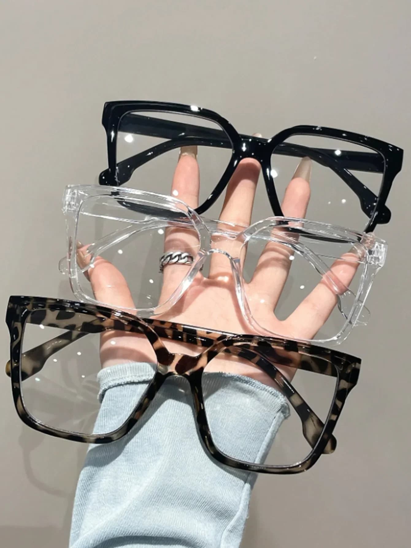 1 piece/2 pieces/3 pieces/4 pieces Elegant, simple and fashionable geometric glasses with transparent lenses, suitable for daily reading in office
