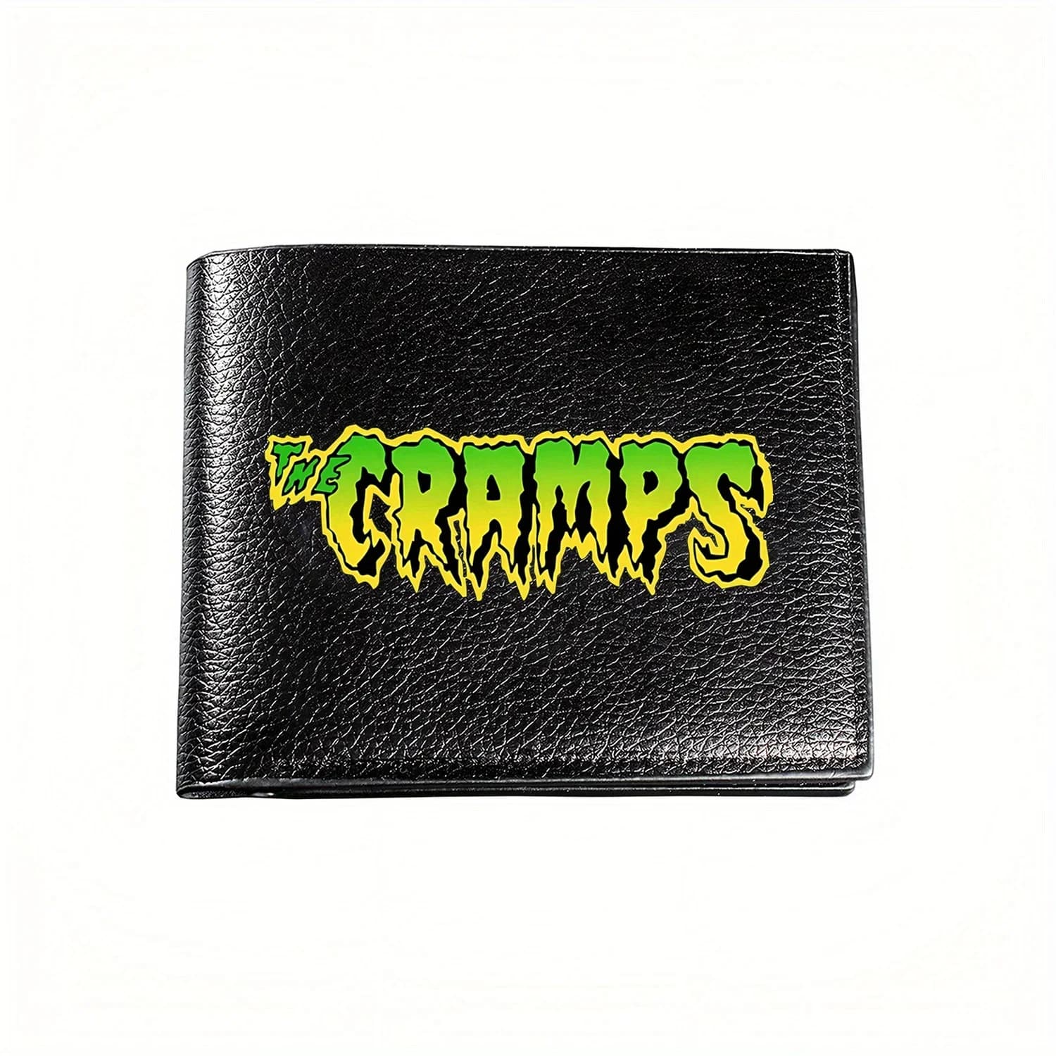 The Cramps Band Logo Verde Giallo Sfumato Elegante Stampa Grafica Creativa Portafoglio da uomo Business Uomo Casual Elegante Semplice Pra
