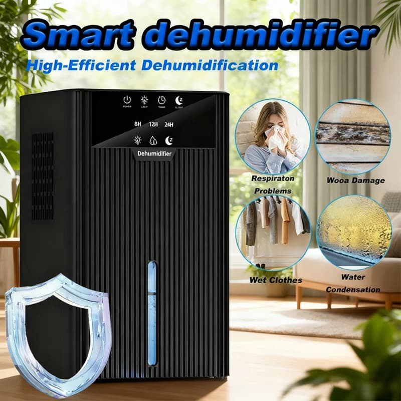 Deumidificatore domestico portatile da 2200 ml e purificatore d'aria con assorbitore di umidità per l'essiccazione dell'armadio del bagno Controllo compatto dell'umidità