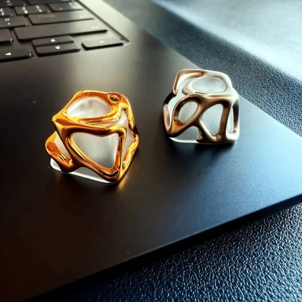 Keycap in Metallo Liquido Elettroplaccato, Tastiera Meccanica con Interfaccia Universale, Keycap da Collezione, Tasto Esc Trasparente, Keycap 3D
