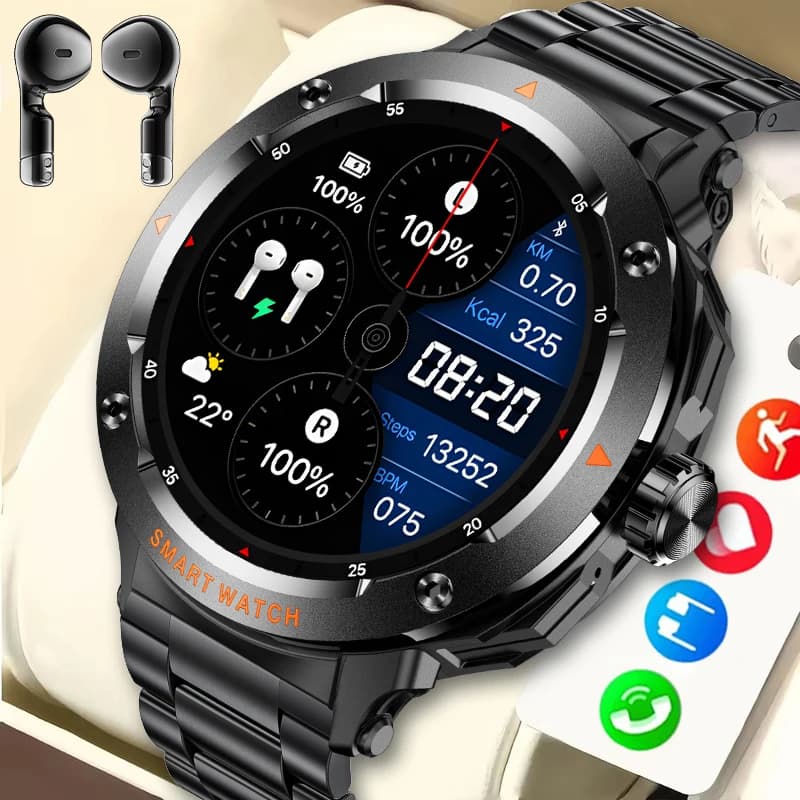 LIGE Nuovo Smart Watch 2 in 1 con cuffie Full Touch Screen TWS Auricolari Bluetooth NFC Monitoraggio della salute della frequenza cardiaca Smartwatch