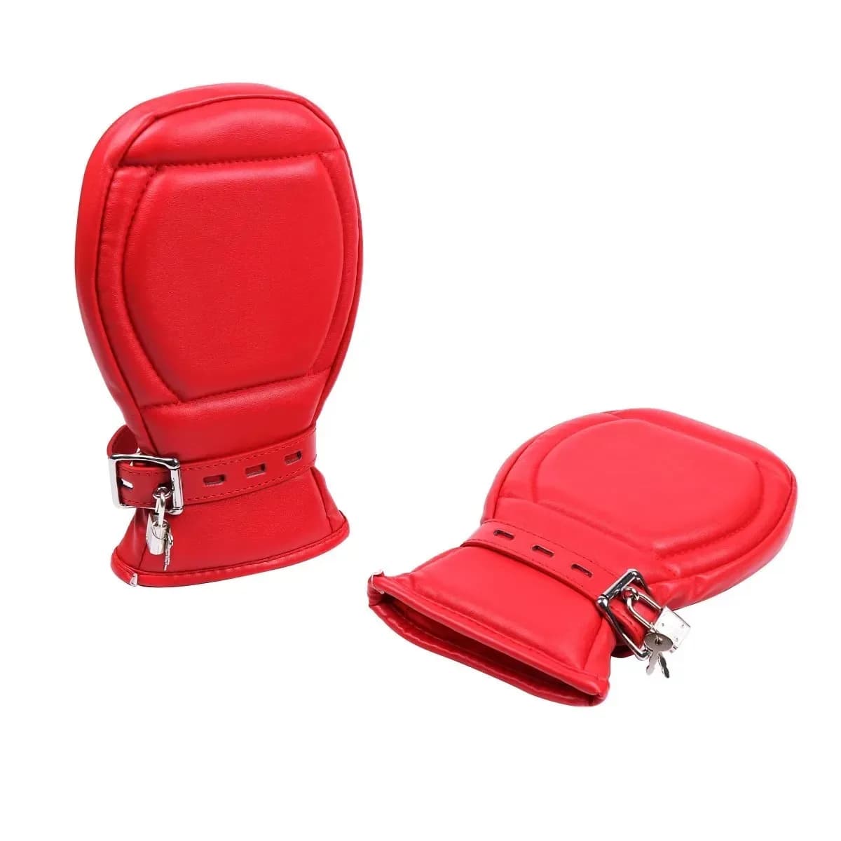 Lockable Padded Leather Fist Mitt Gloves Wrist Restraint BDSM Suspension Bondage Fetish Accessory Adult Couples Erotic Play Toy