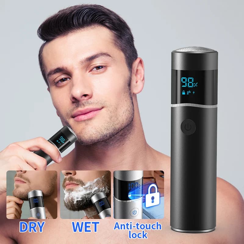 Men's Mini Electric Razor IPX7 Waterproof, Travel and Car Rulebar, Portable Barba Machine