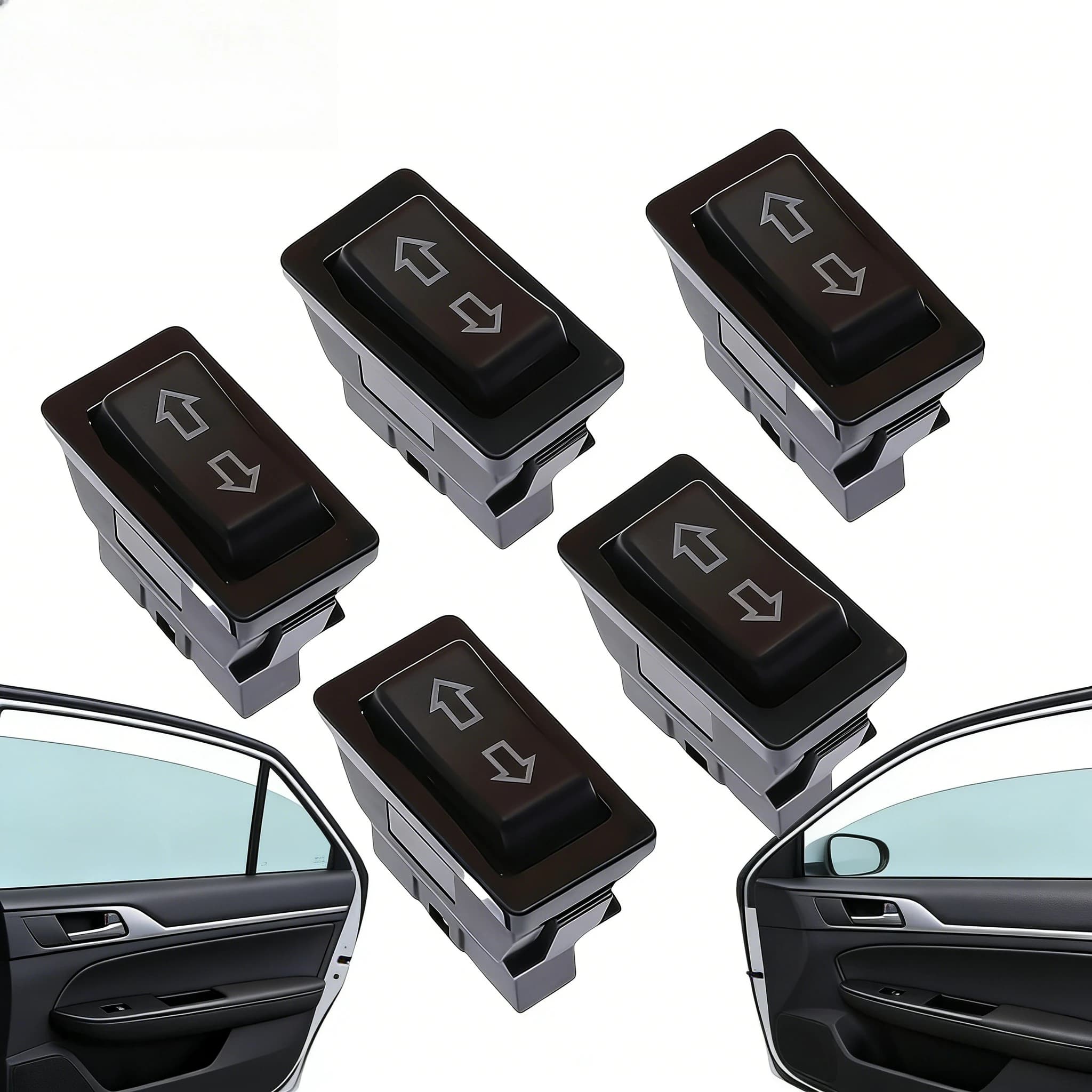 5Pcs Universal Car Window Switch Arrow Mark Rocker Switch Anti-Pinch Glass Lifter Replacement for Vehicle Modification