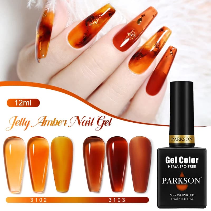Parkson Jelly Amber Nail Gel Polish 12ml Translucent Soak Off Semi Permanent Nail Varnishes Art Top Base Coat Lacquer Manicure