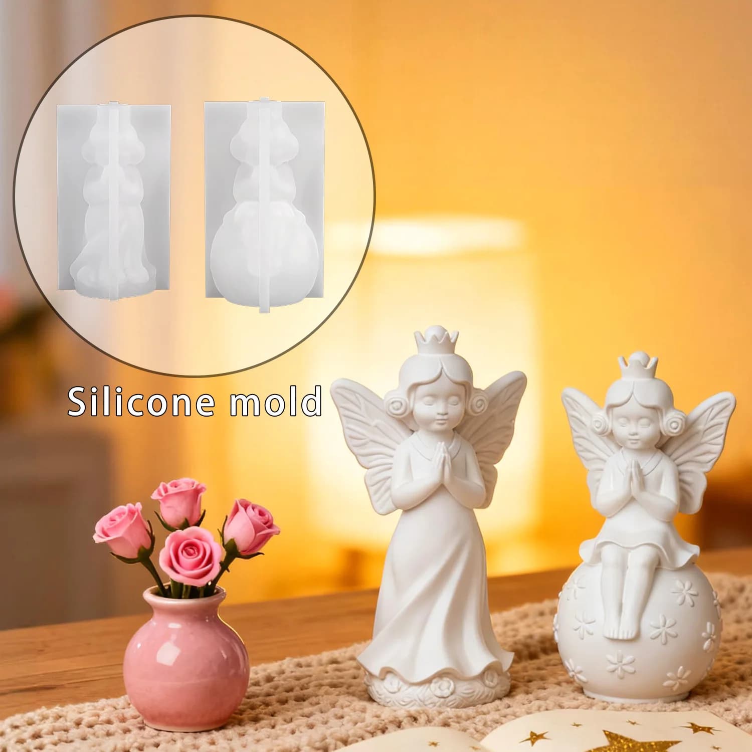 Stampo in resina epossidica per figurine di ragazza farfalla fai-da-te per la decorazione domestica, figurine in gesso, stampo in silicone per candele, regalo creativo