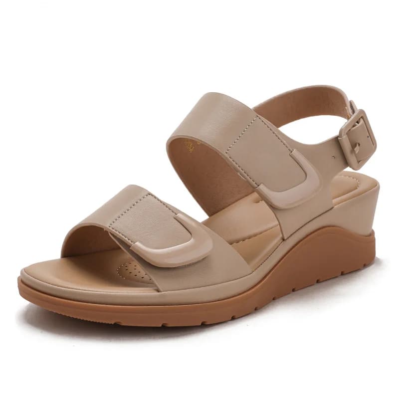 Sandali estivi con zeppa e cinturino in velcro, stile nuovo, con plateau, modello romano.