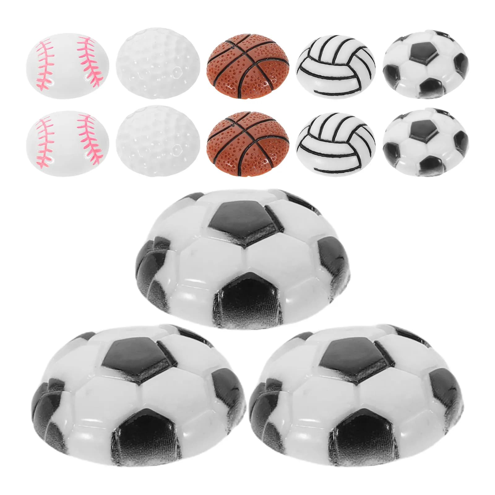 Kit di 40 Ciondoli in Resina per Artigianato, Ciondoli Piatti a Forma di Palloni Sportivi: Calcio, Baseball, Basket, Pallavolo, Golf, per Scrapbooking e Gioielli