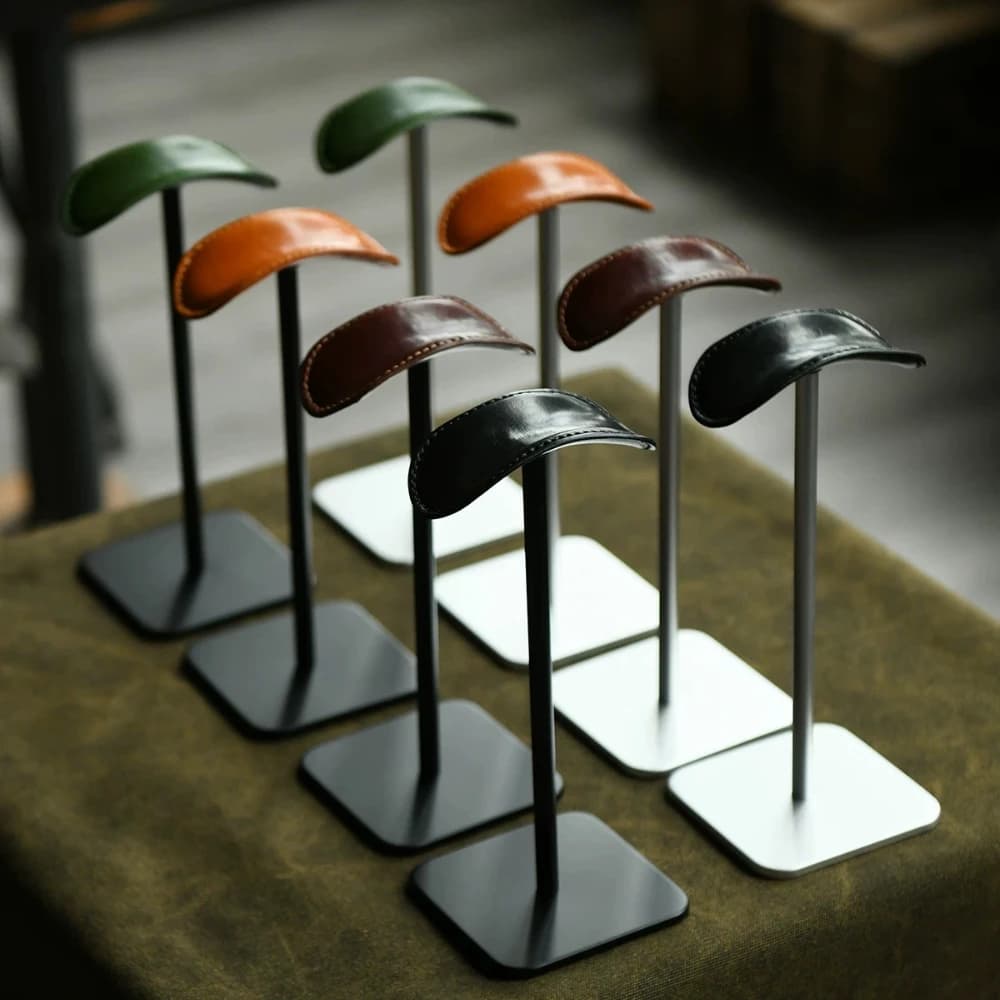 Leather Metal Headphone Stand for Airpods Max Creative Retro Headphone Holder Aluminum Alloy Cowhide Earphone Storage Accessory