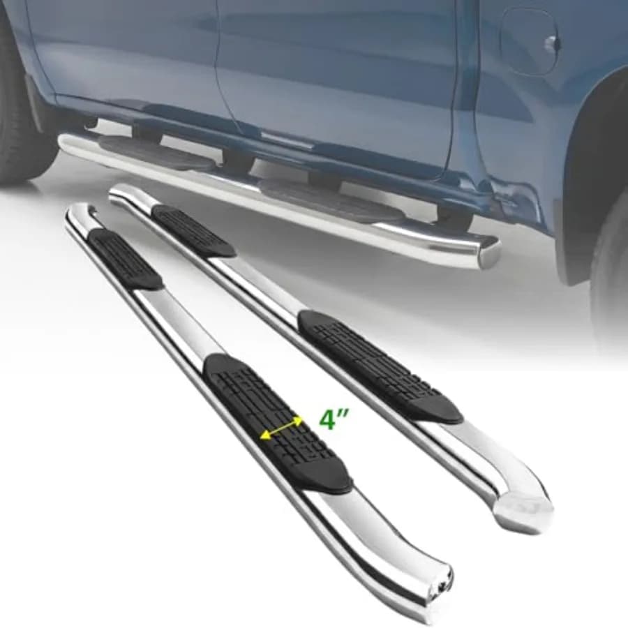 4 Inch Curved Running Boards for Toyota Tundra Crew Cab 2007-2021,Stainless Steel, Black, No-Cut No-Drill Bolt-On Installation