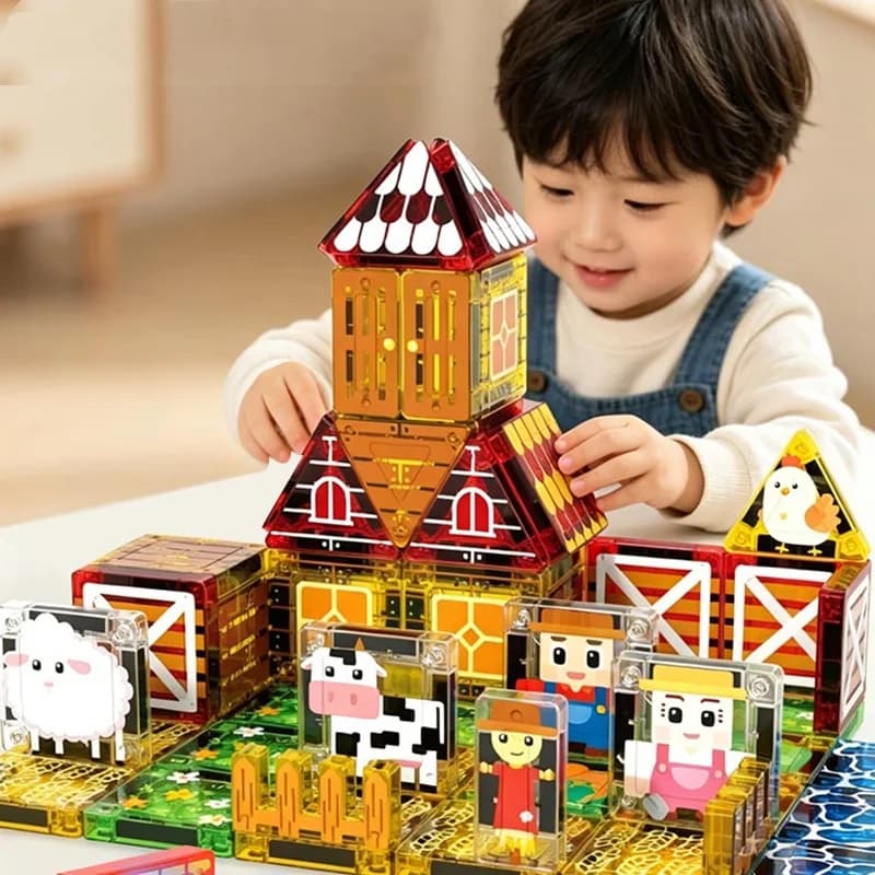 Magnetic Building Blocks Portable Mini Magnetic Tiles Travel Set Assembling Construction Model Building Toys