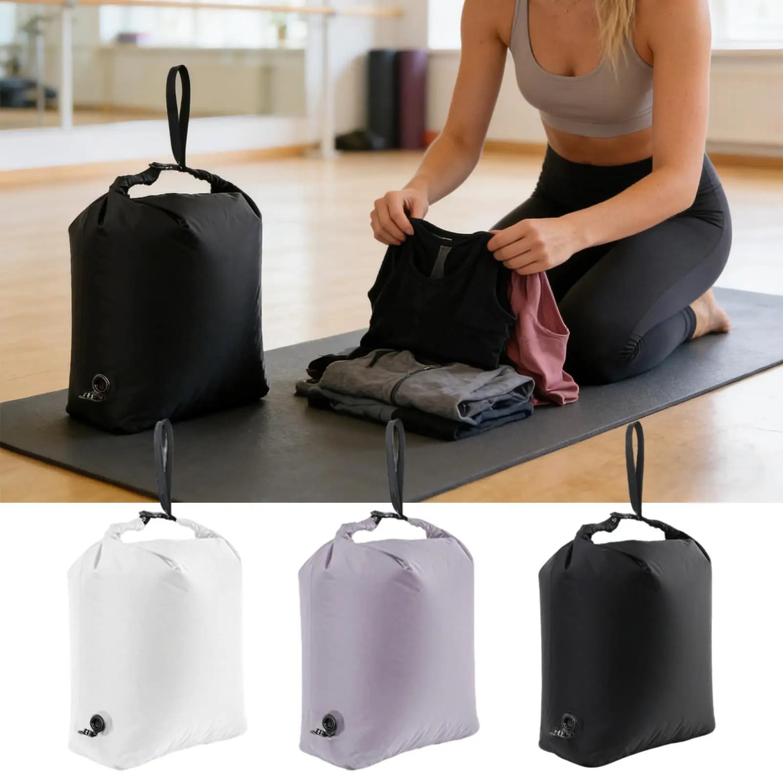 Vacuum compression linen bag without pump, reusable, waterproof, wet and dry, for travel, camping, backpack, indispensable suitcase