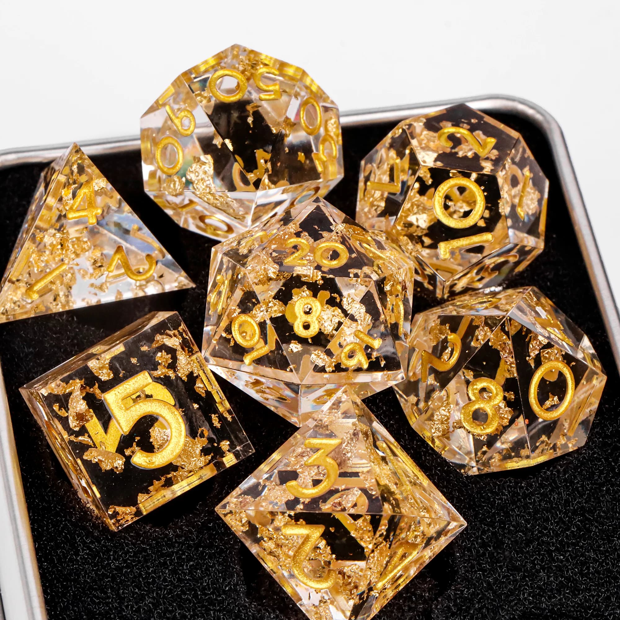 Set di Dadi DND Sharp Edge, 7 Pezzi in Resina, Dadi Poliedrici per Dungeons and Dragons, Set di Dadi D&D a Tema Floreale, Dadi per Giochi di Ruolo