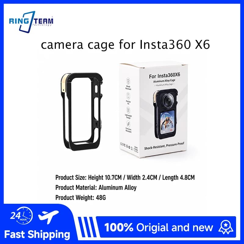 Action Camera Cage for Insta360 X6 Protective Expansion Frame Shockproof Quick Release Mount Holder With 1/4" Thread Cold Shoe