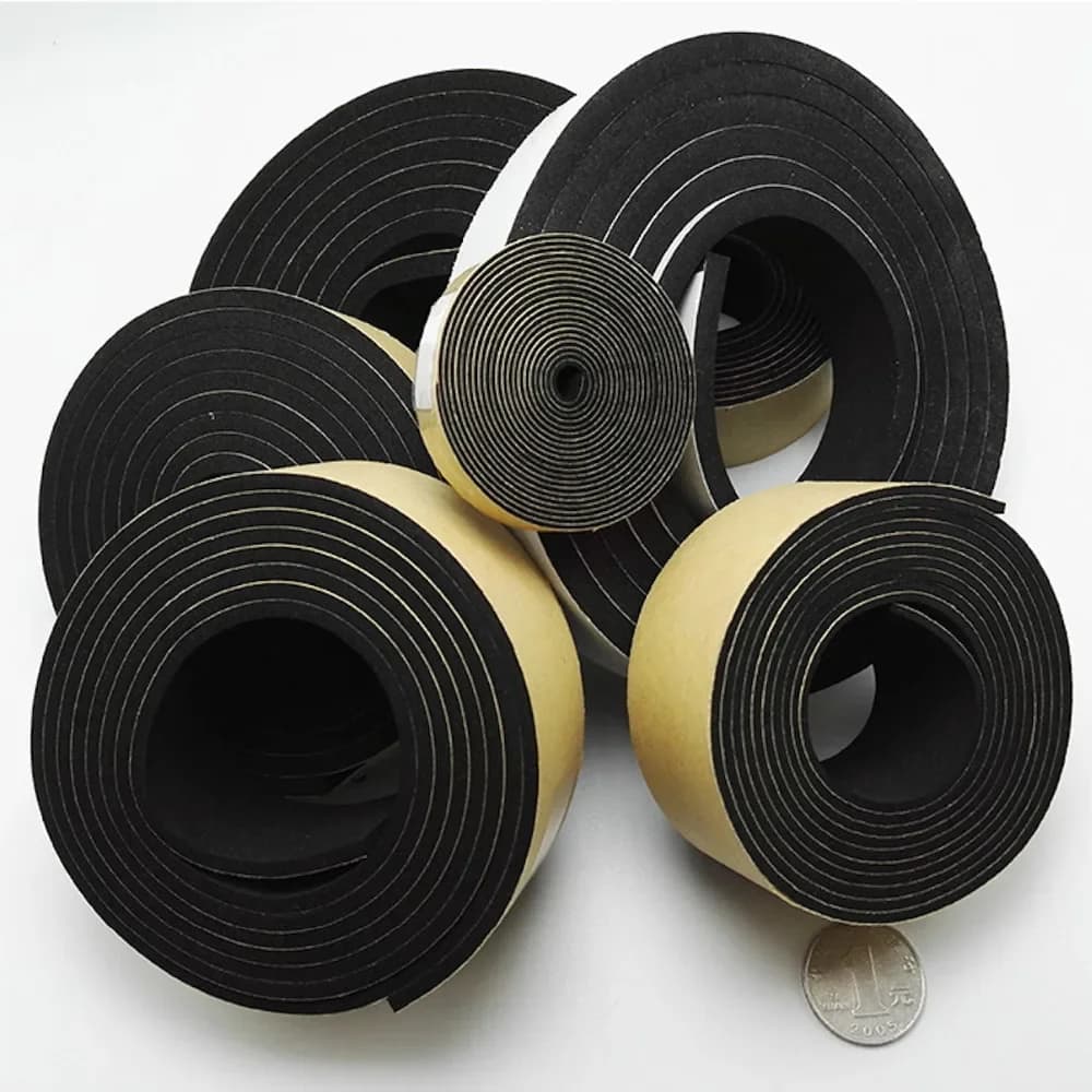 EPDM Neoprene Nastro autoadesivo Guarnizione isolante Guarnizioni per porte e finestre Cuscino 2 5mm 10mm x 10 15 20 25mm 30mm 40mm 50mm 2m Nero