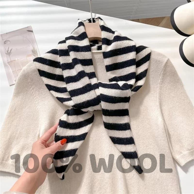 Sciarpa lavorata a maglia Donna 100% lana Sciarpe calde invernali Design a strisce luminose Scialle ispessito Triangolo morbido Collo di pashmina 2025 NUOVO