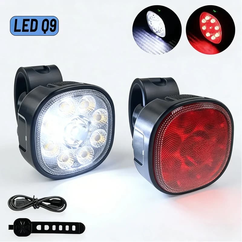 BUCKLOS Luce posteriore per bicicletta Luce anteriore per bici Ricarica USB Led Lampada da ciclismo Mtb Torcia Lampada per bicicletta Fanale posteriore impermeabile